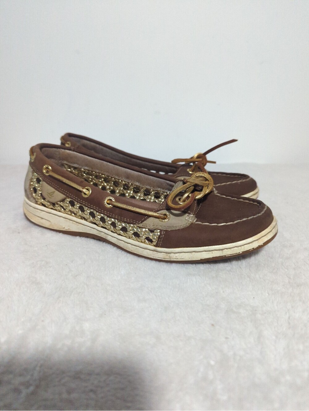 Sperry Top-Sider Brown and Gold Boat Shoes Women's Size 8.5